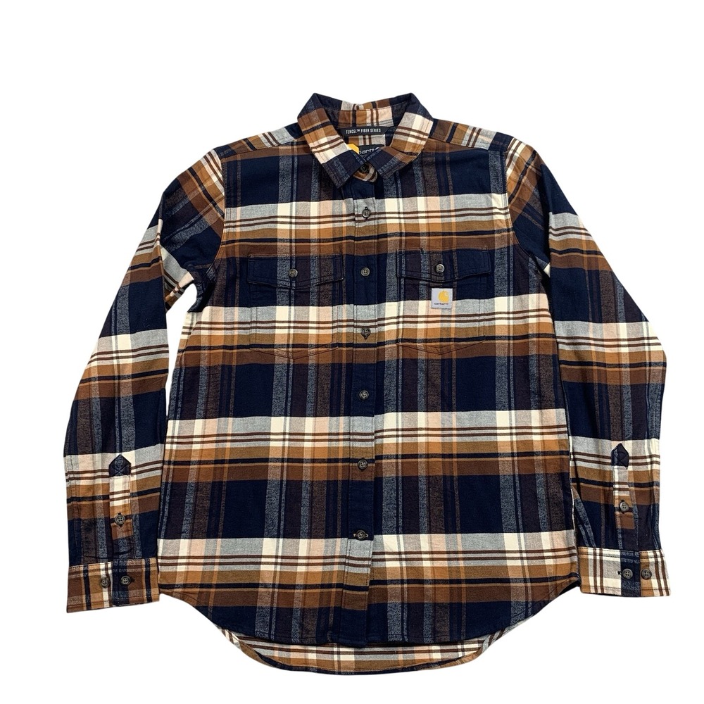 Carhartt Women's Flannel Shirt Small Relaxed Fit TENCEL Plaid NWT - Picture 1 of 6